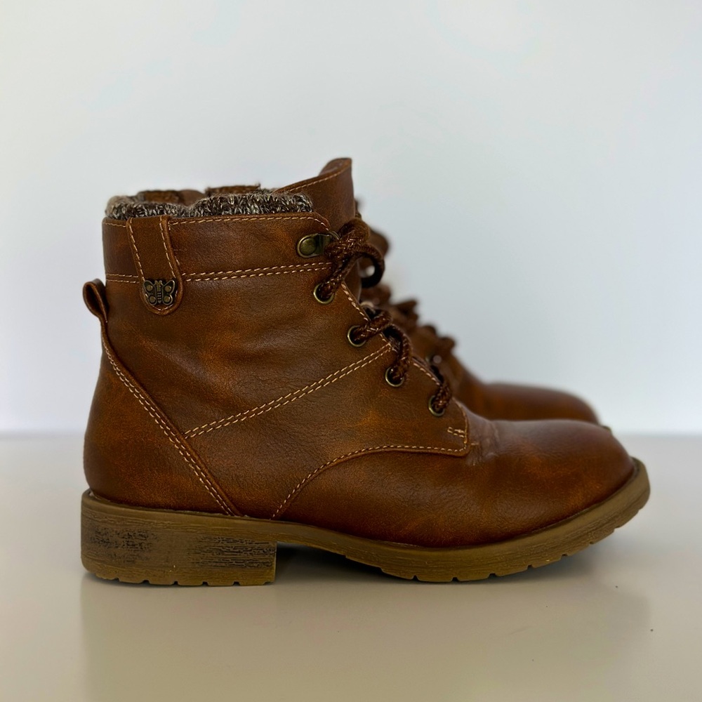 WONDER NATION Lined Lace-Up Moto Boot for Girls